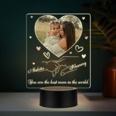 Personalized “You Are the Best Mom in the World” Acrylic LED Lamp with warm white  Light